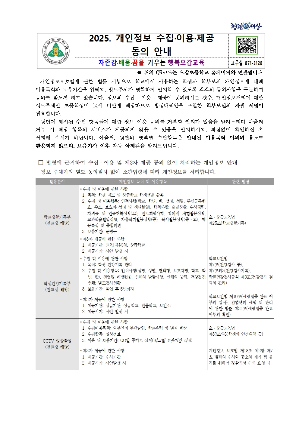 2025 개인정보 수집·이용·제공 동의 안내장001