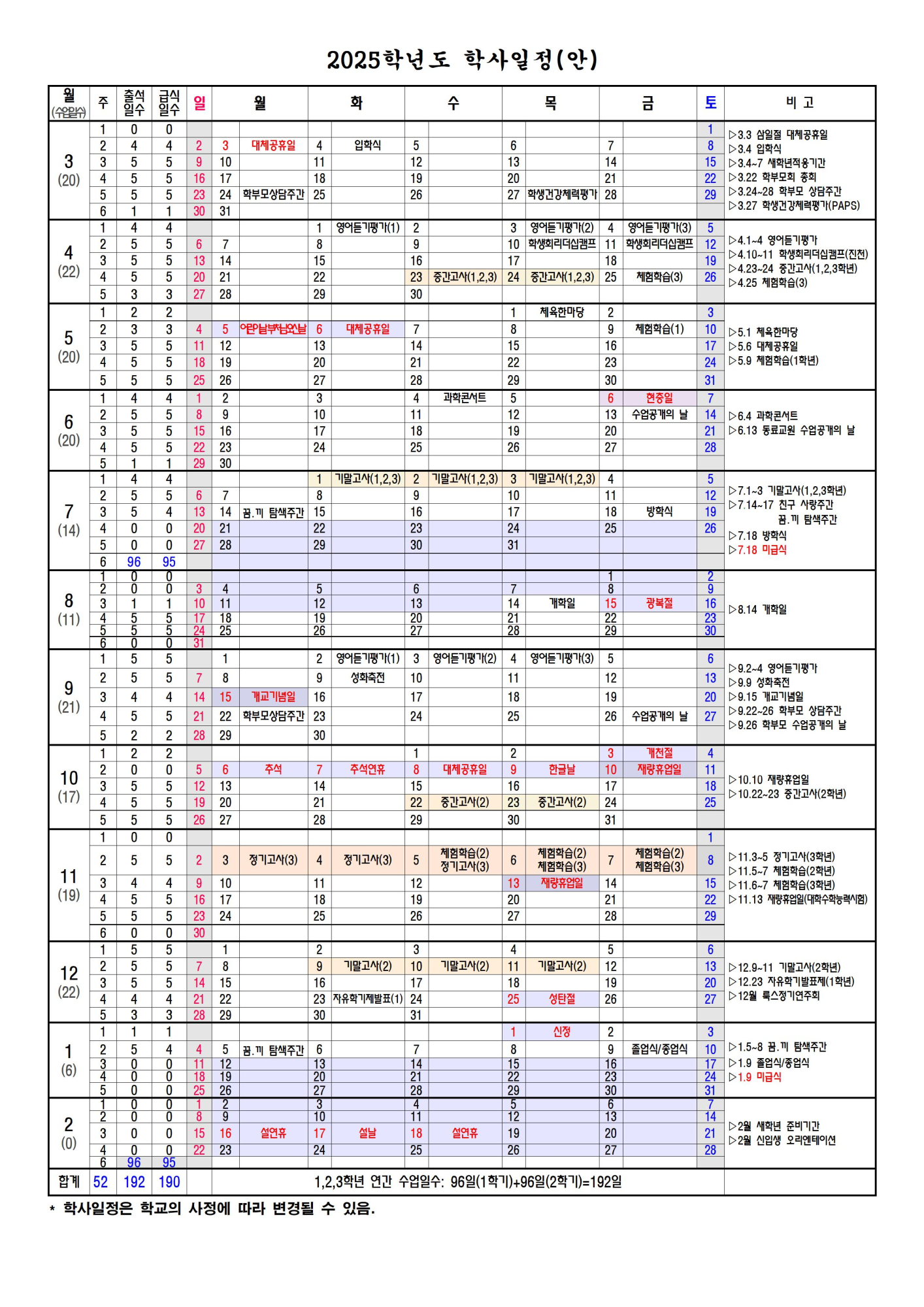 2025학년도 학사일정001