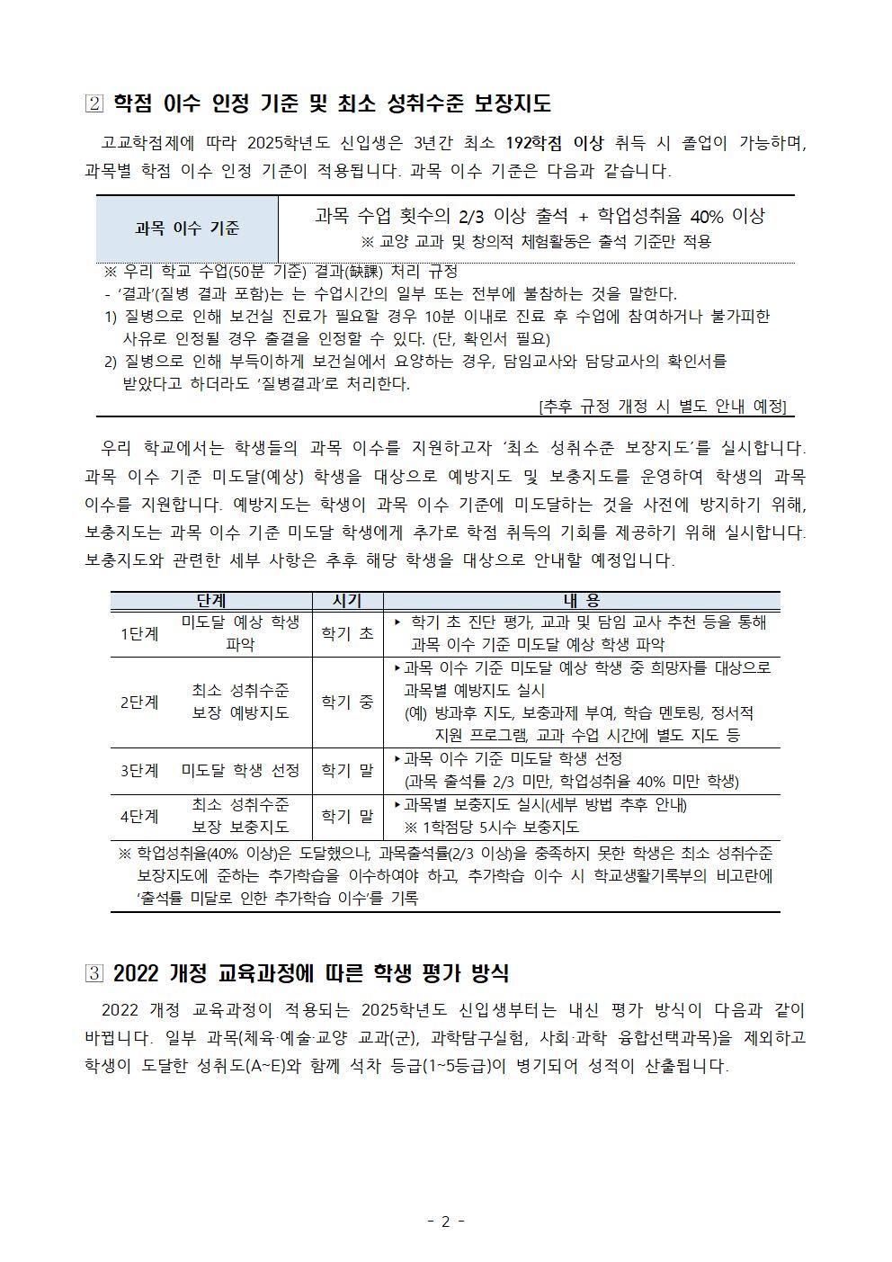 고교학점제 안내 가정통신문002