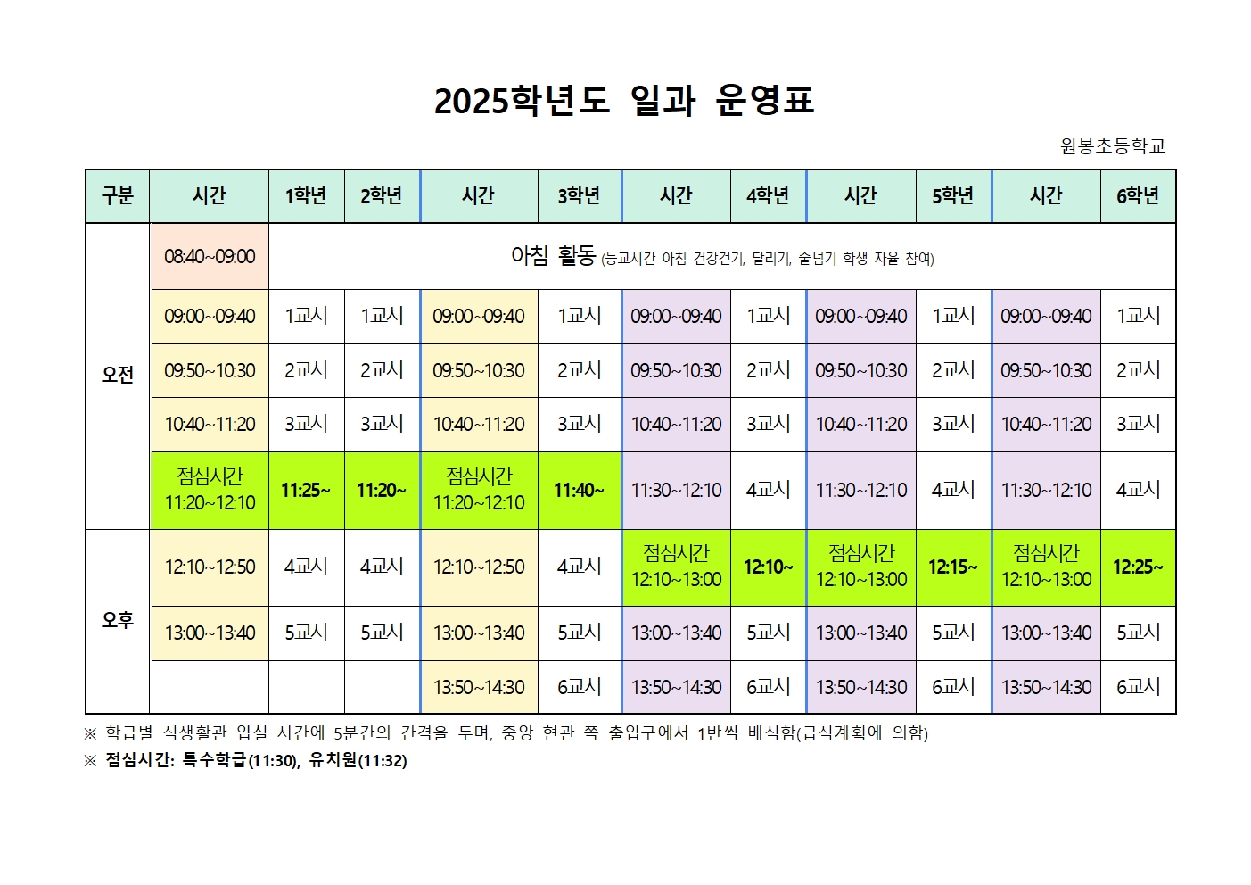 2025. 일과 운영표001