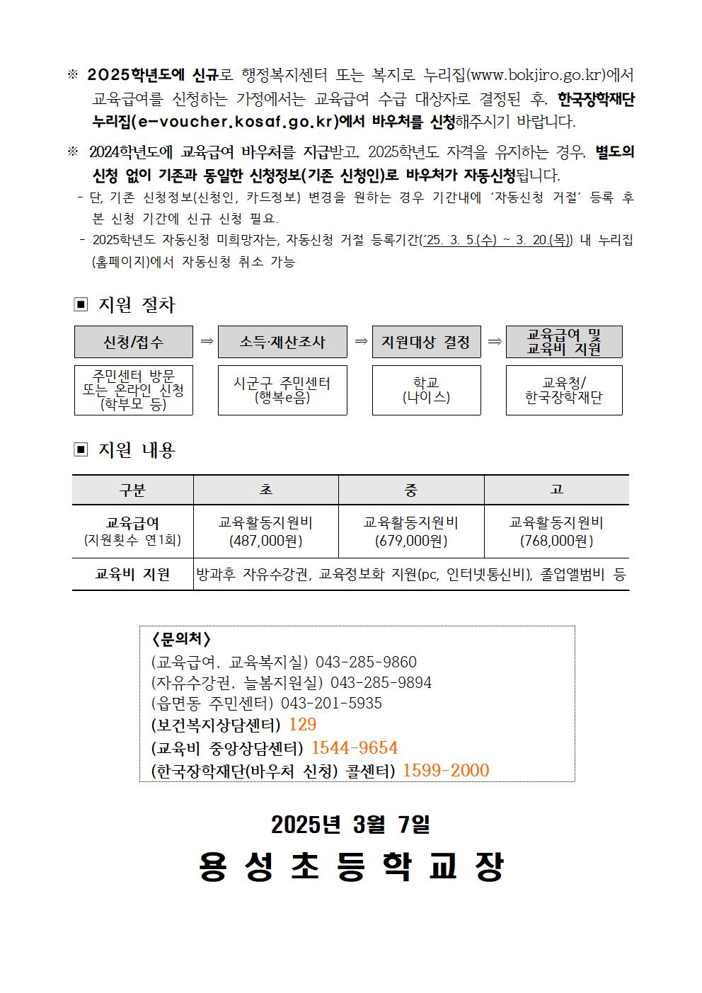 2025 교육급여 및 교육비지원 집중신청기간 안내 가정통신문002