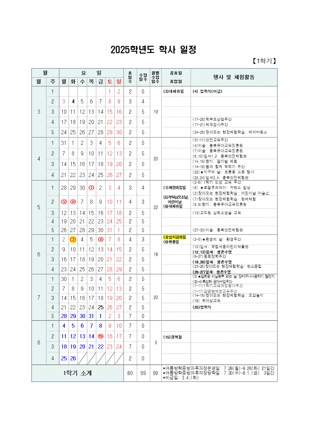 붙임 2025학년도 임시공휴일 지정 관련 수업일수 변경(안)_홈페이지용001