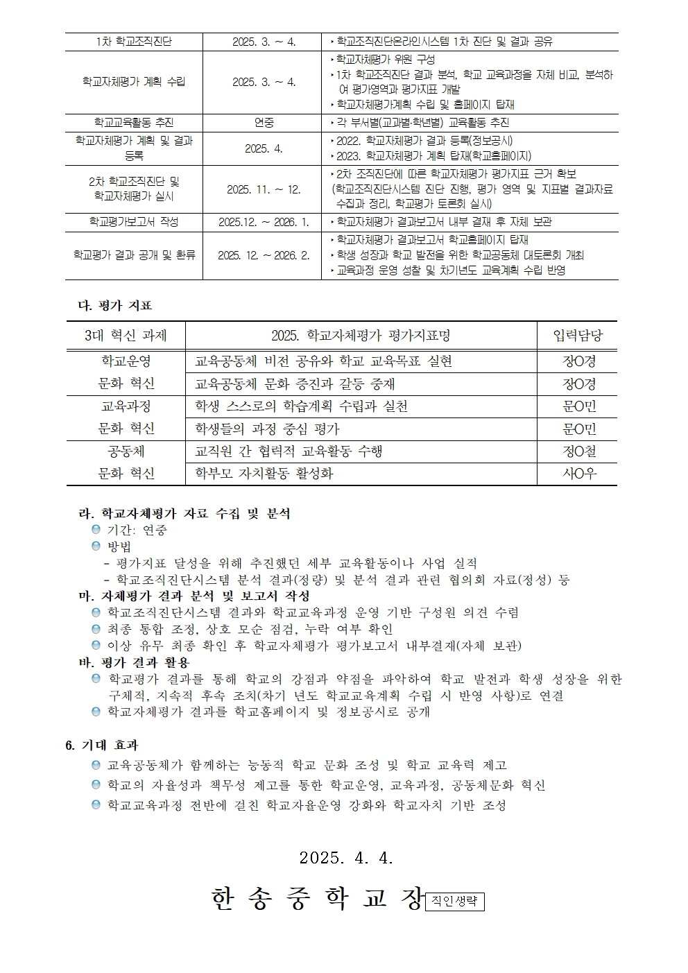 2025학년도 학교자체평가 추진 계획 안내002