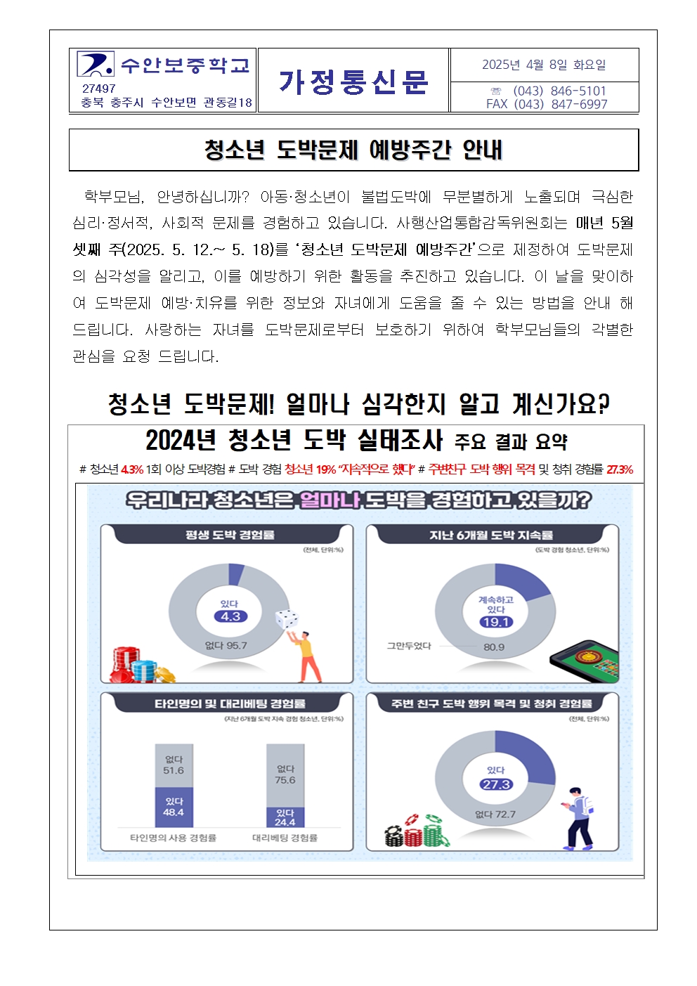 청소년 도박문제 예방주간 안내 가정통신문001