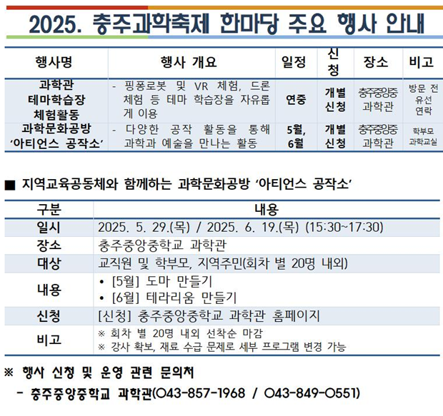 2025. 충주과학축제 한마당 주요 행사 안내