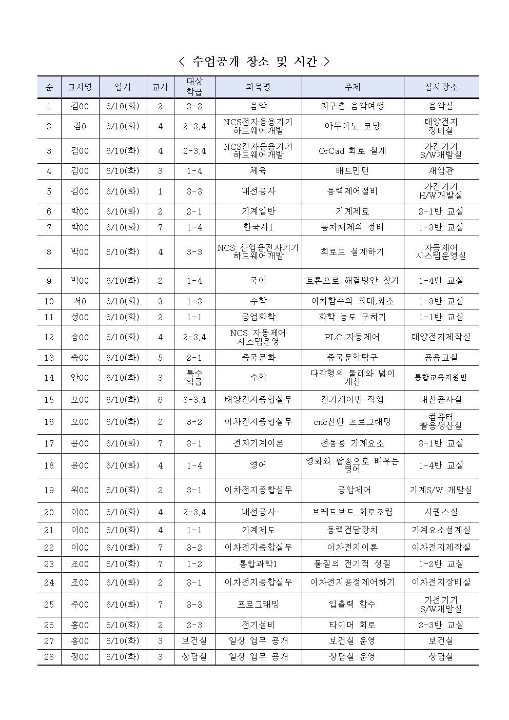 가정통신문(공개수업 안내)002