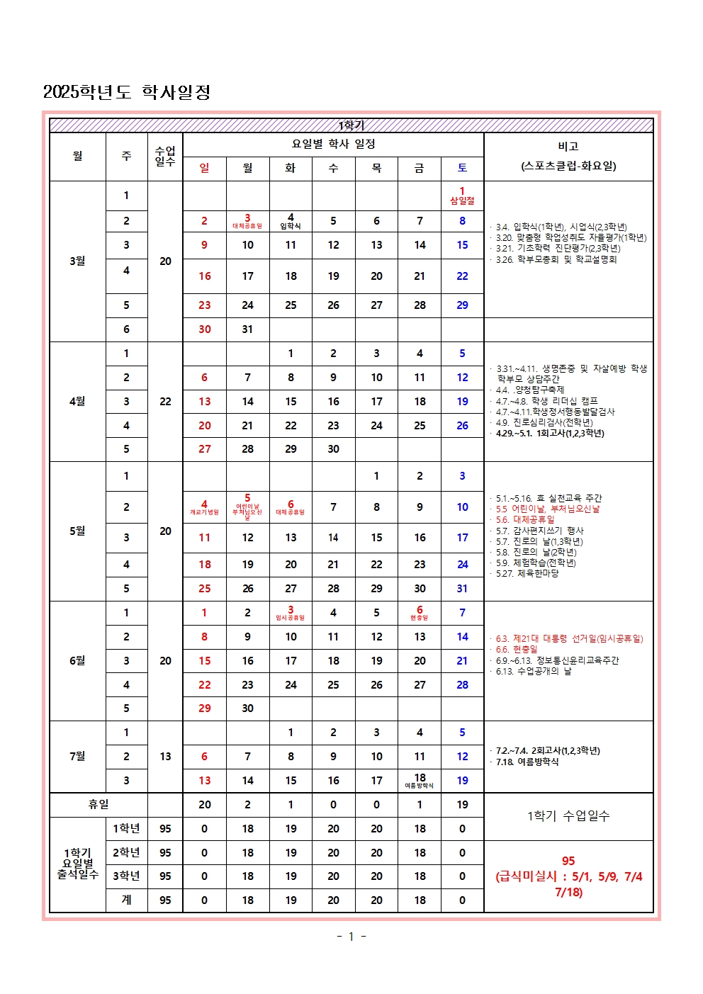 2025. 학사 일정001