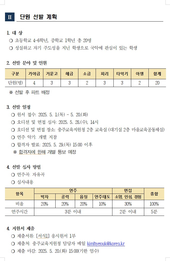 단원선발계획