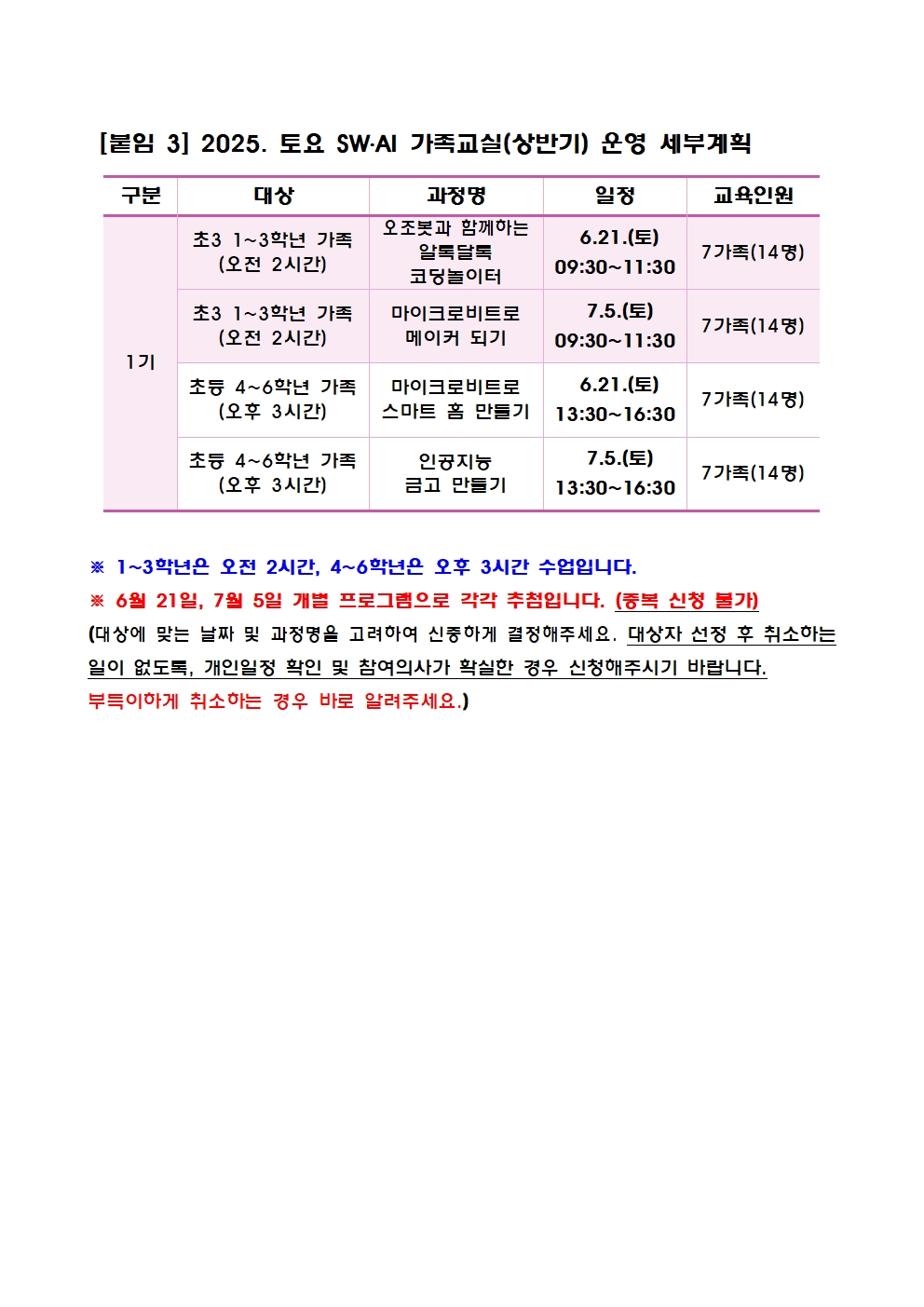 2025. 토요 SW·AI 가족교실 가정통신문 (예시)004