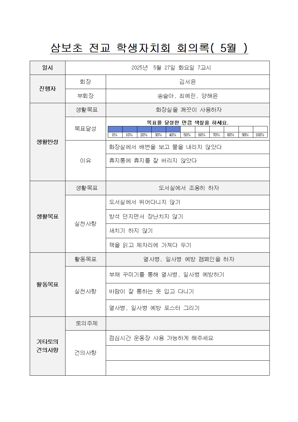 2025.삼보초등학교 학생자치회 회의록(25.5.27.)001