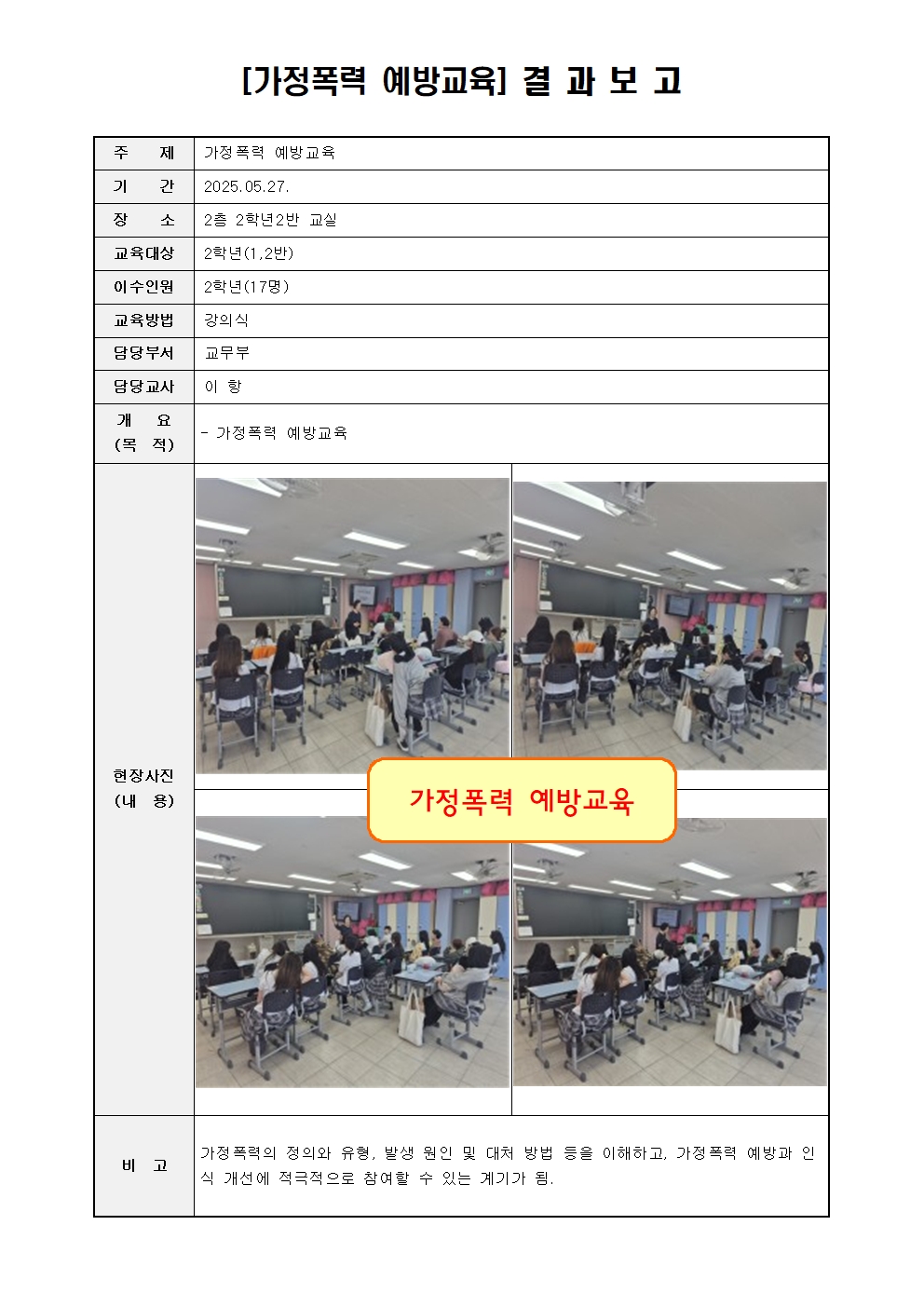 5. 2025년 2학년 가정폭력 예방교육 결과 보고001