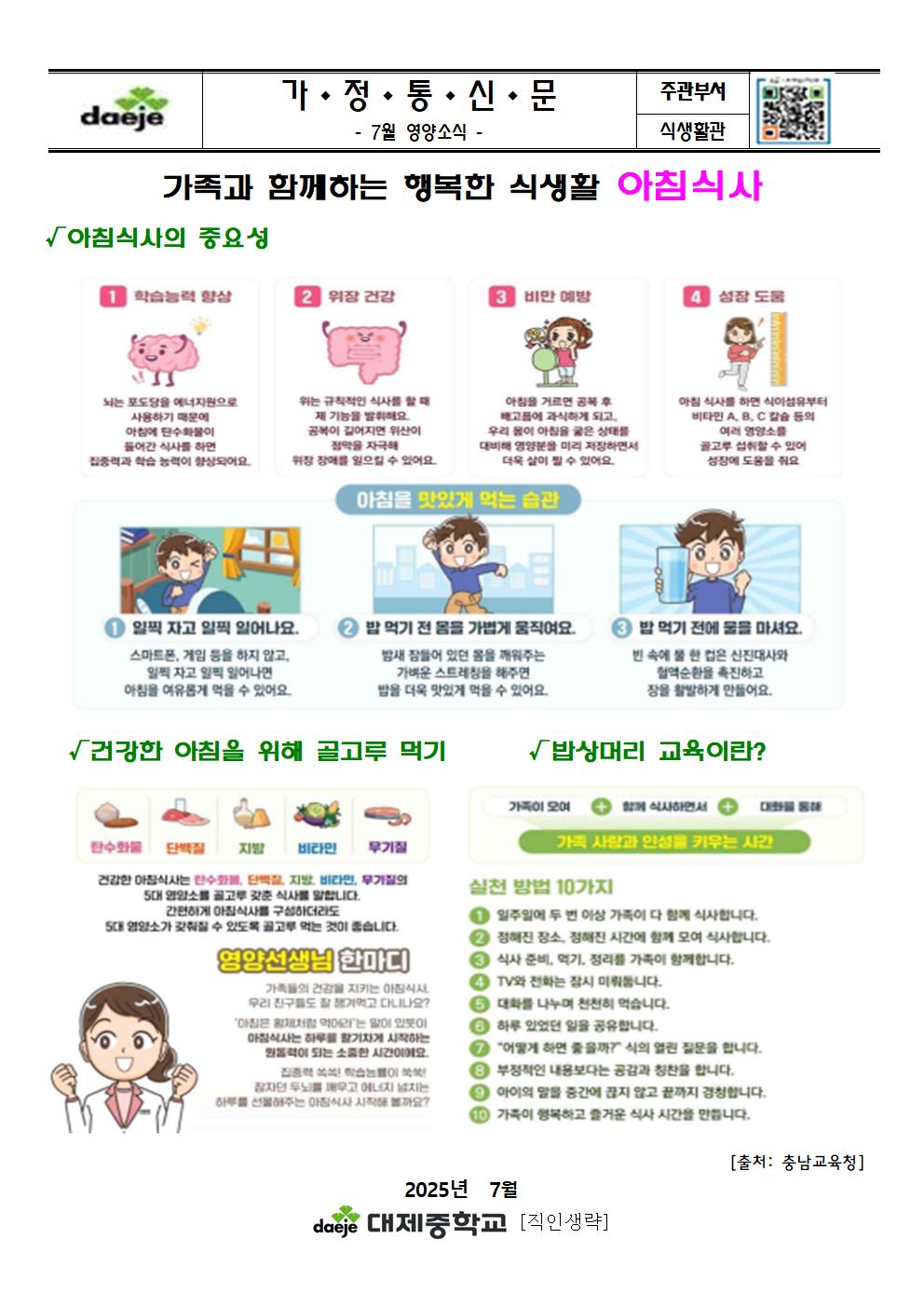 [가정통신문] 7-8월 영양소식(아침식사 )001