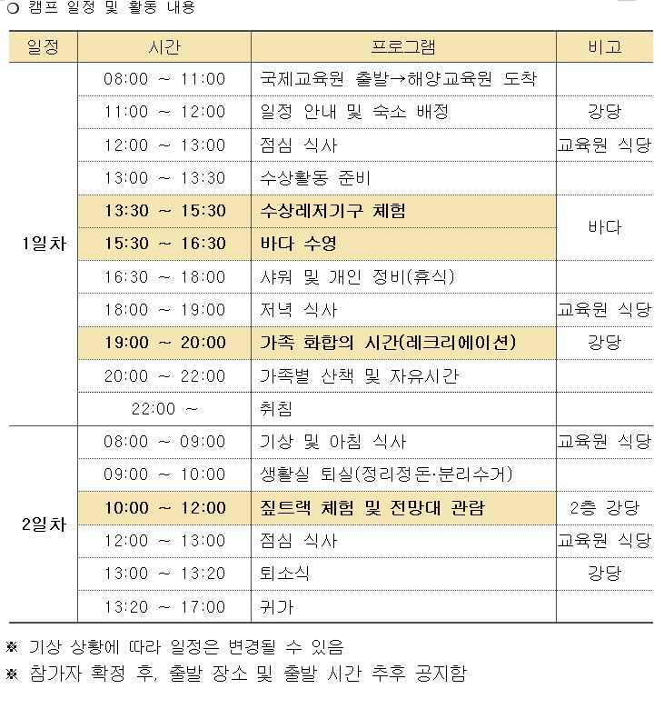 일정표