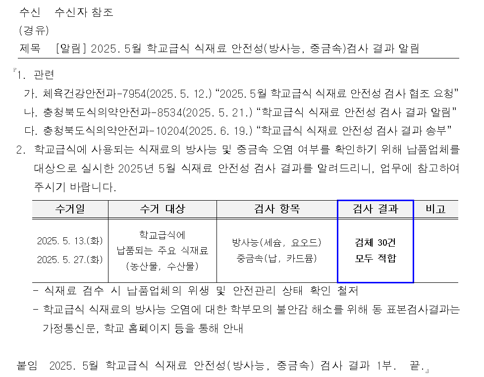 5월 식재료 안전성
