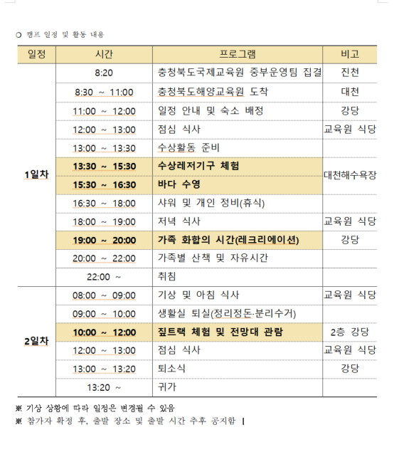 일정표