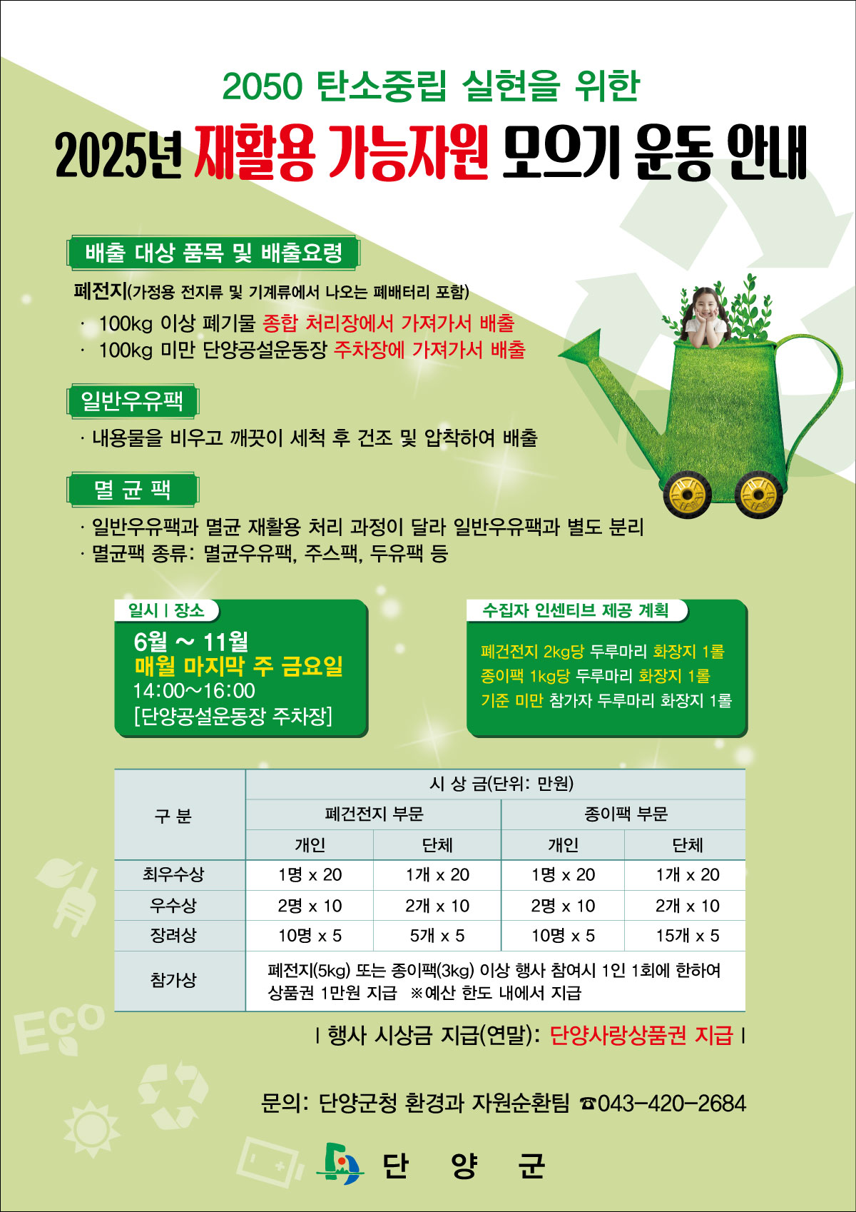 2025년 재활용 가능자원 모으기 운동 홍보 전단지