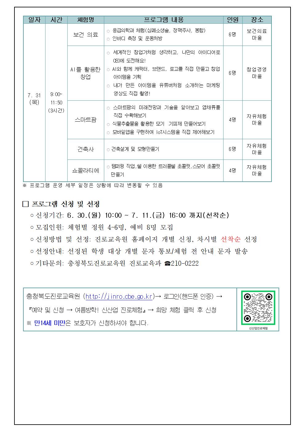 2025. 여름 방학 신산업분야 심화 진로체험 안내003
