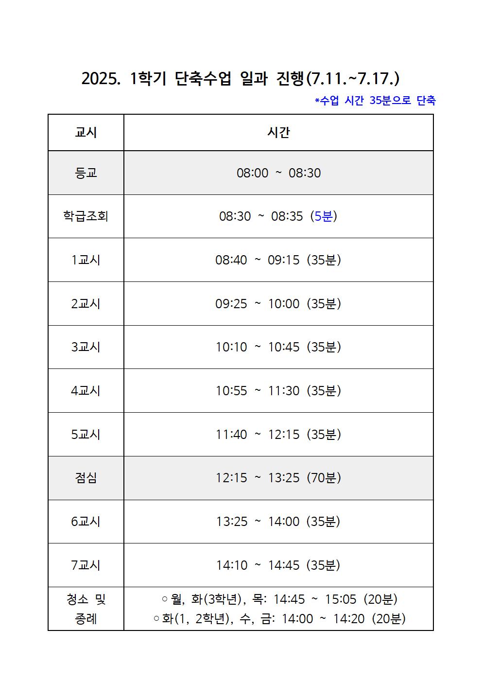 폭염 발령에 따른 단축수업 안내(가정통신문)002
