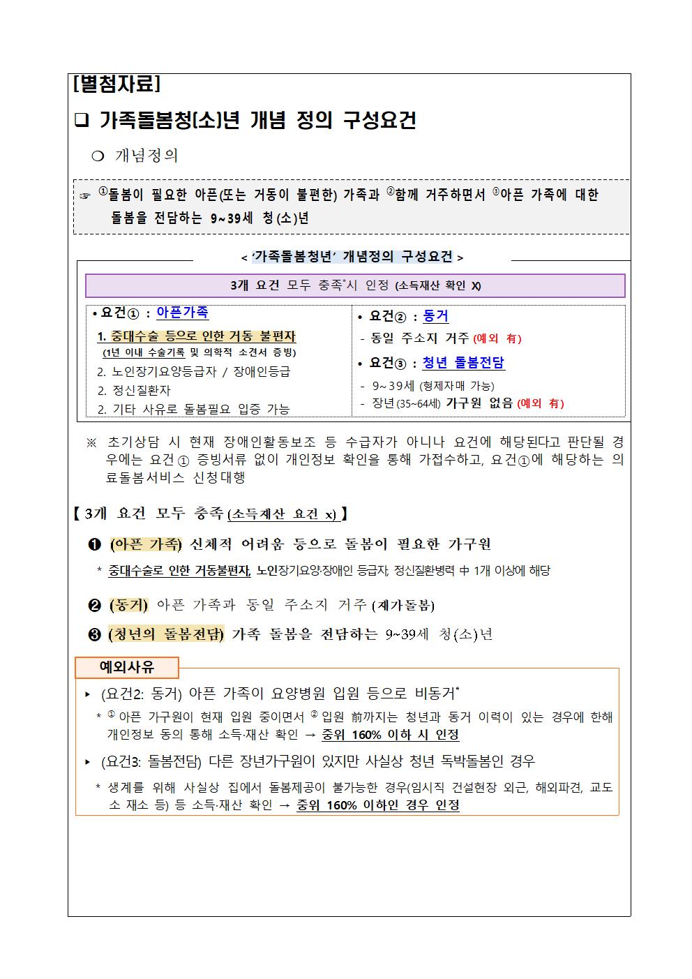 가족돌봄청[소]년 전담지원 사업 안내 가정통신문002