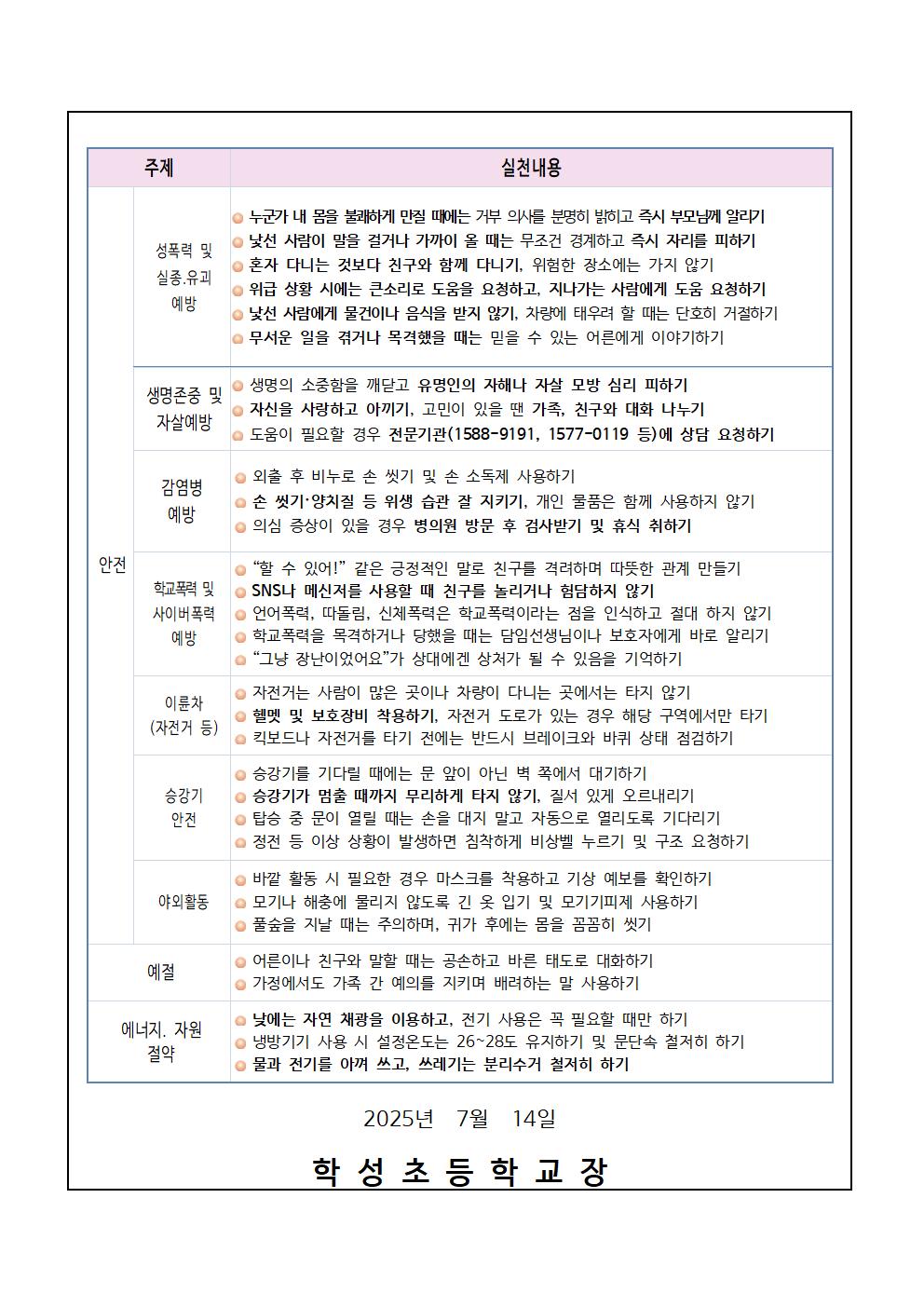 2025. 여름방학 안전 생활지도 안내장002