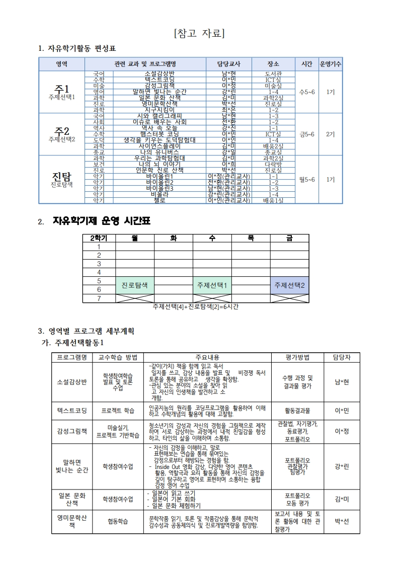 2025. 자유학기제 수강신청 안내 가정통신문_2
