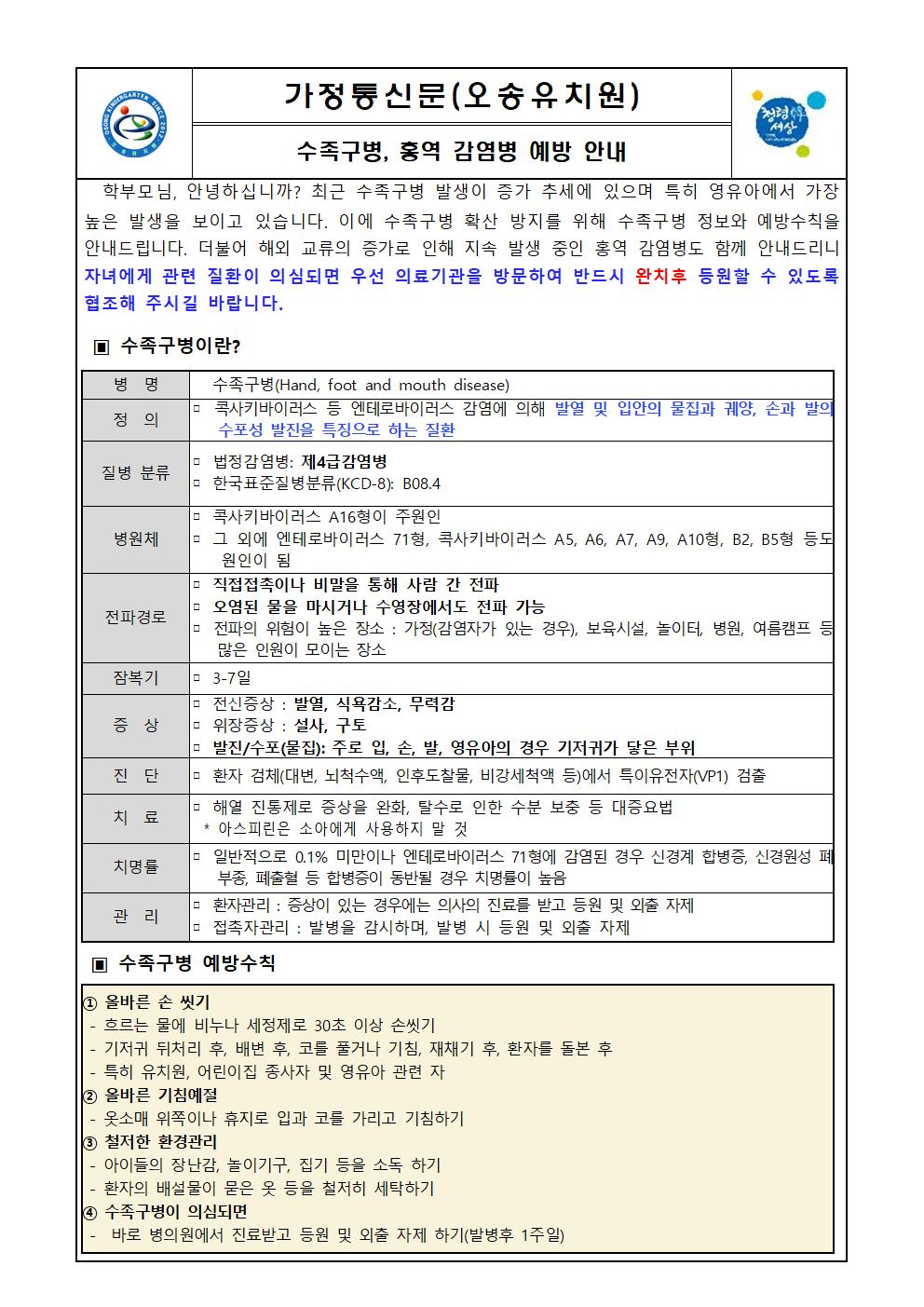 수족구병, 홍역 감염병 예방 안내001