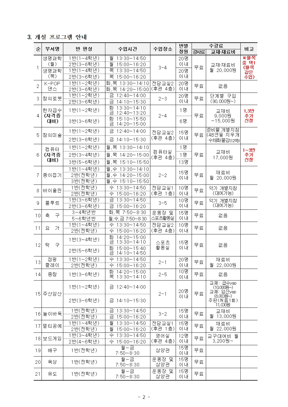 (가정통신문)2025학년도 선택형 교육 프로그램(구 방과후학교) 2학기 신청 안내002