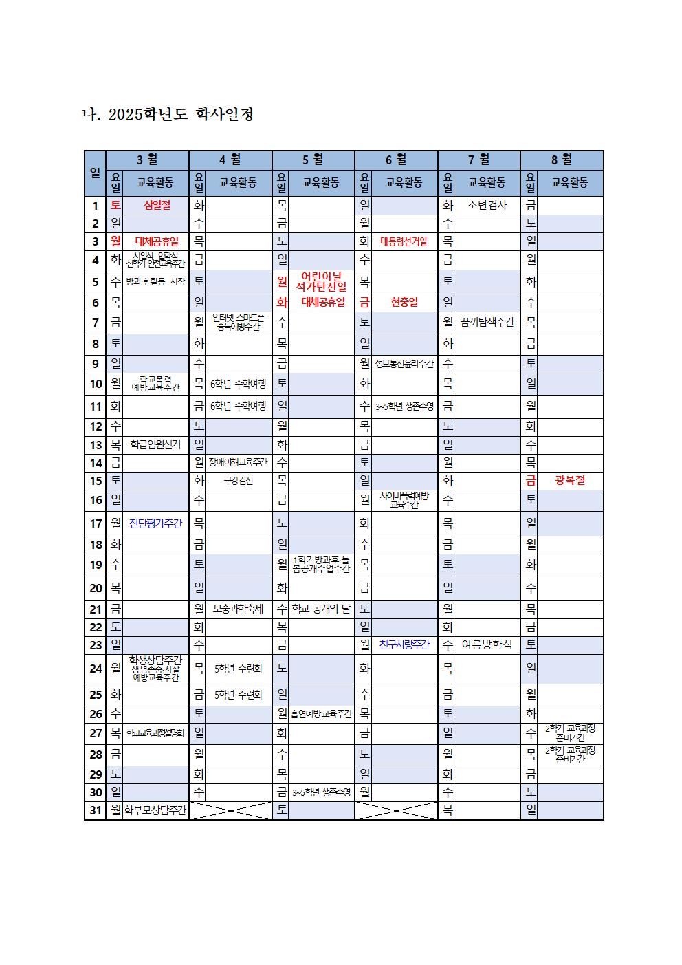 2025학년도 학사일정(대통령선거 반영)001