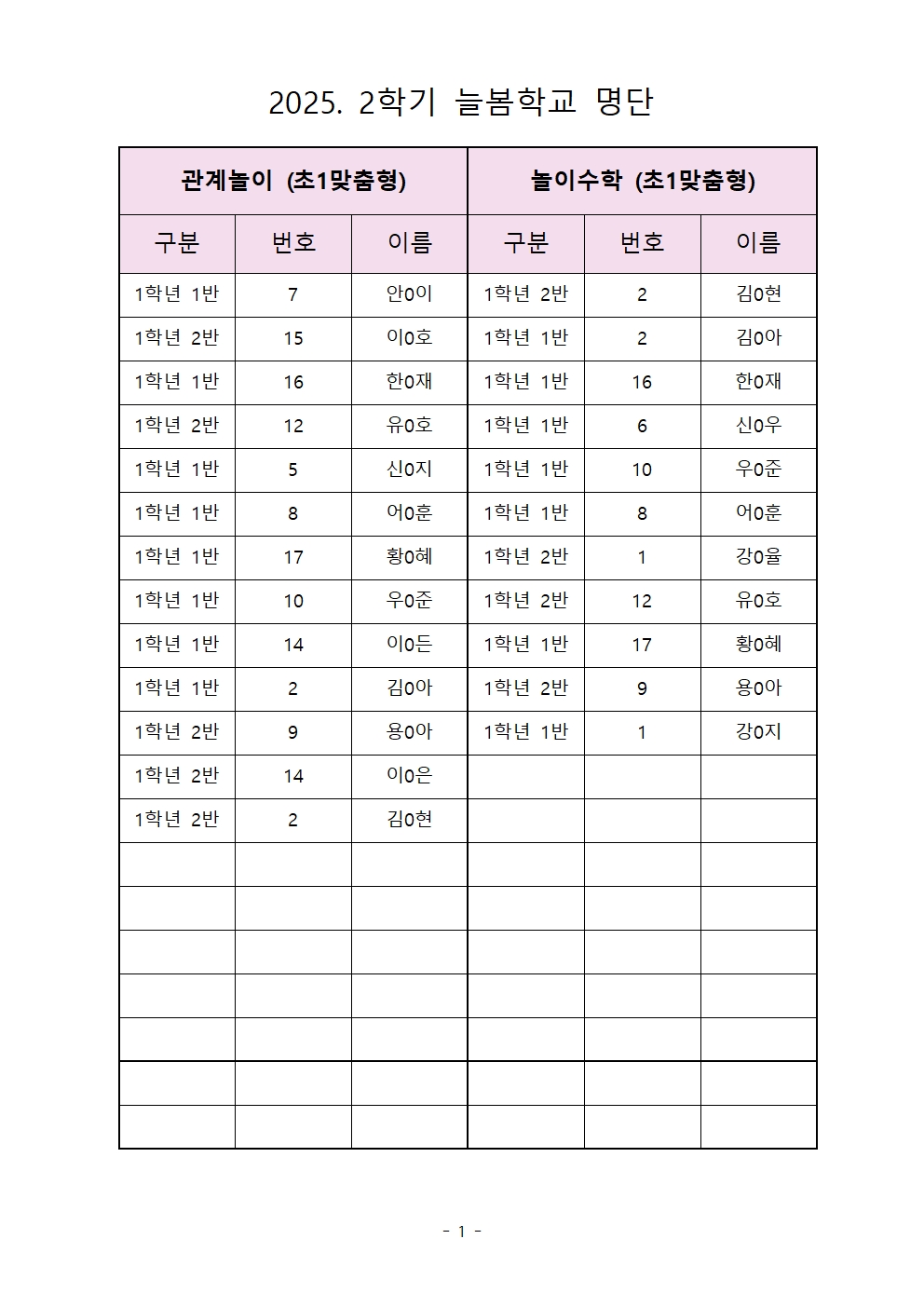 2025.2학기 늘봄학교 확정명단001