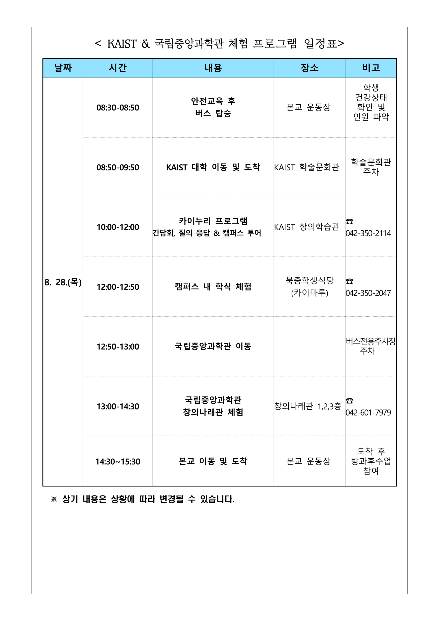 가정통신문( KAIST & 국립중앙과학관 참가 희망조사)_2