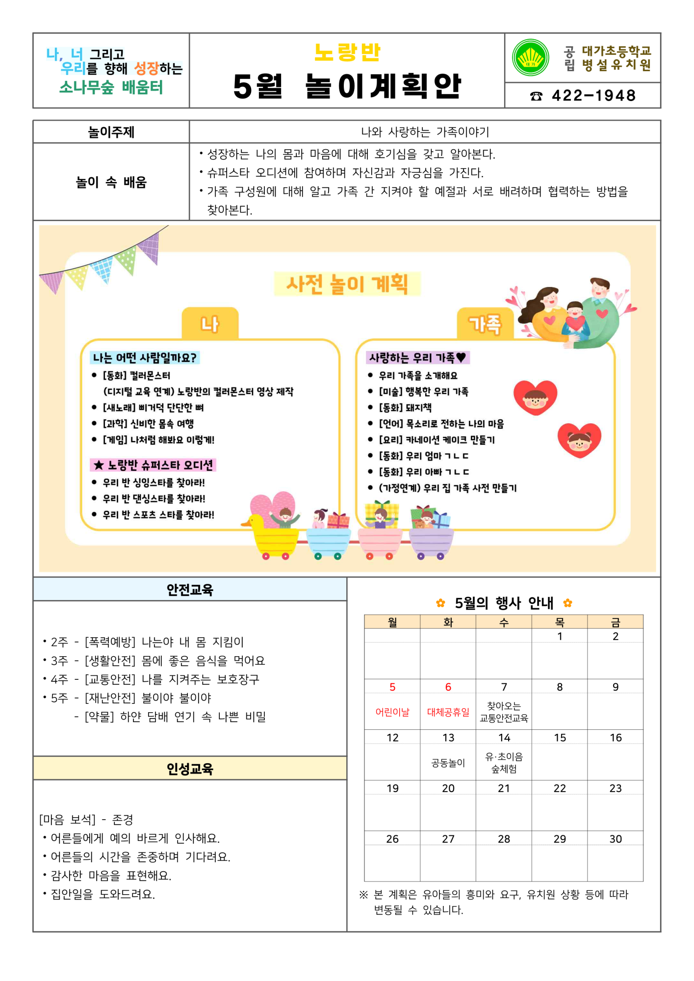 ✿5월 놀이계획안(나와 가족)_1