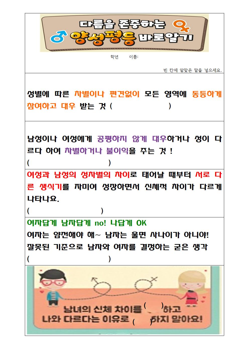양성평등 퀴즈001