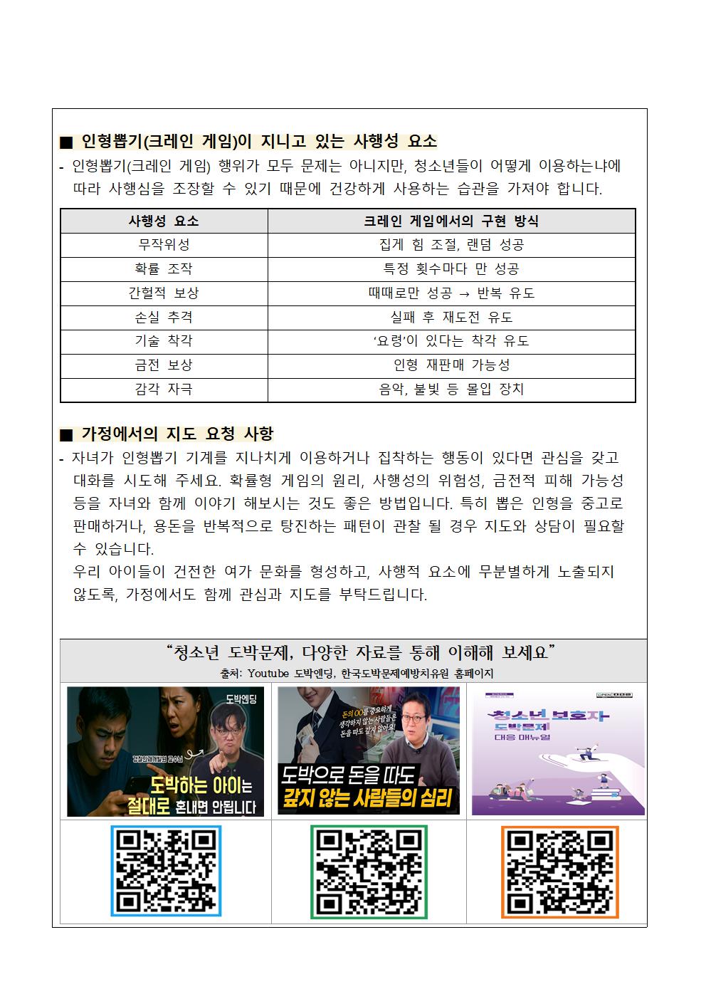 2025. 2학기 청소년 도박문제 예방 가정통신문002