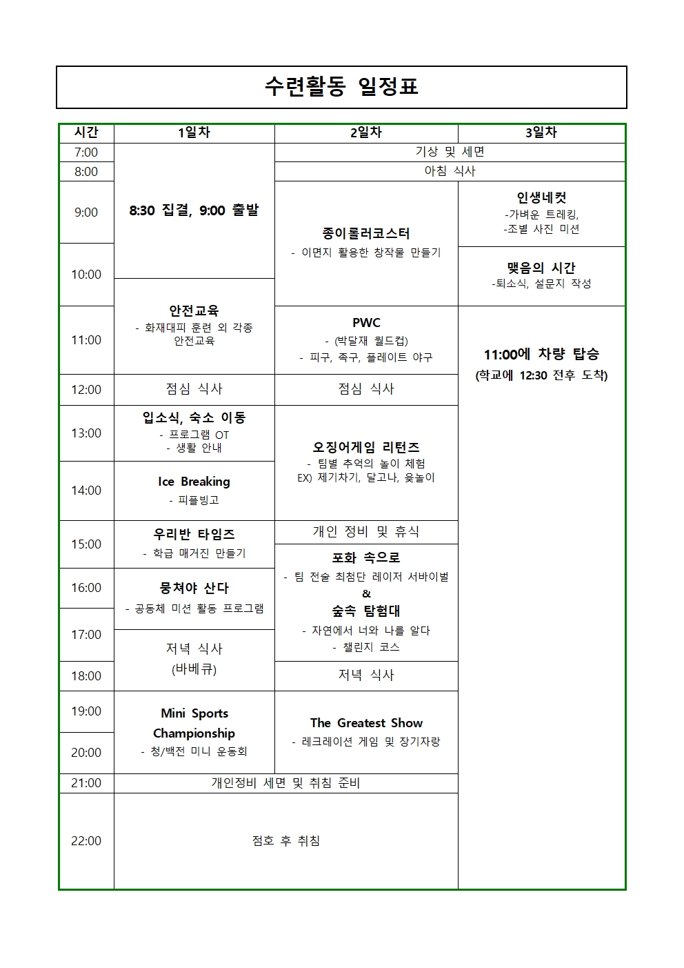 2025. 1학년 수련활동 최종 참가 조사 가정통신문002