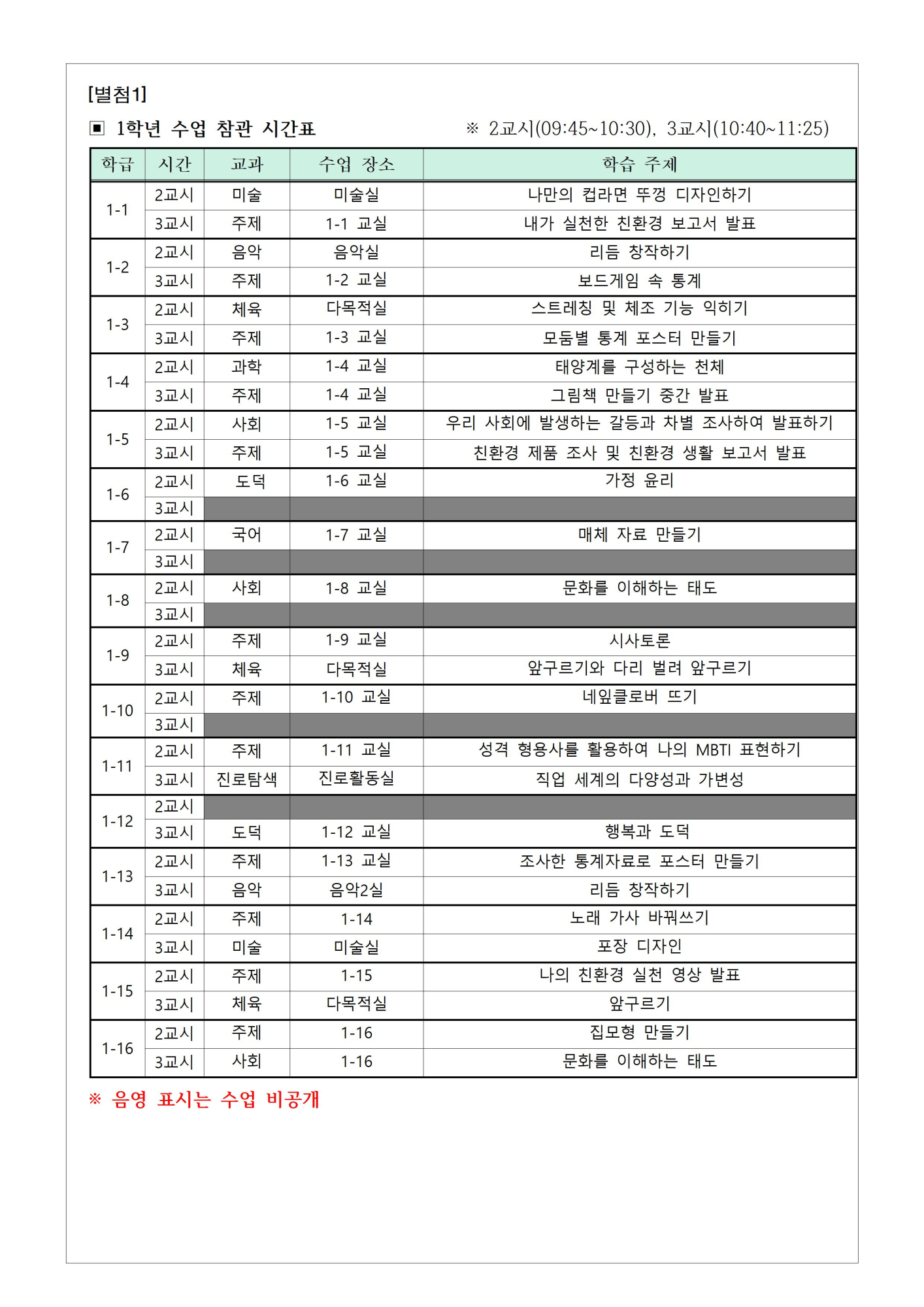 2025. 학부모 초청 수업 공개의 날 운영 가정통신문002
