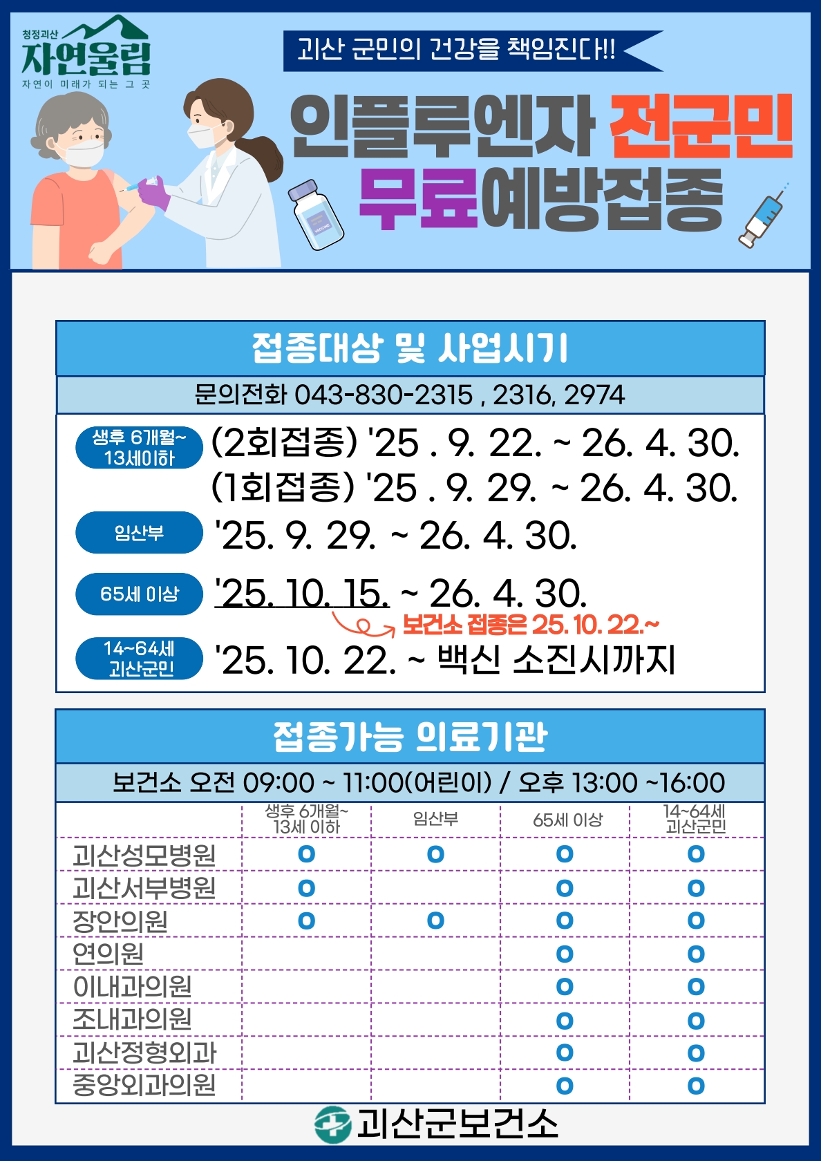 괴산군 보건정책과_2025-2026절기 전군민 인플루엔자 포스터_1